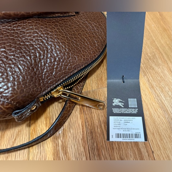 Authentic Burberry Medium Heritage Orchard in Signature Grain Leather Flax Brown - Picture 10 of 12